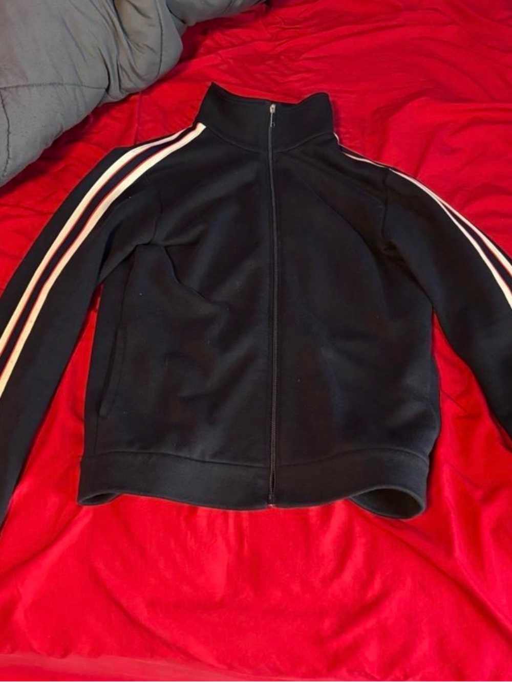 Gucci Black Track Jacket with Stripe Sleeve Detail